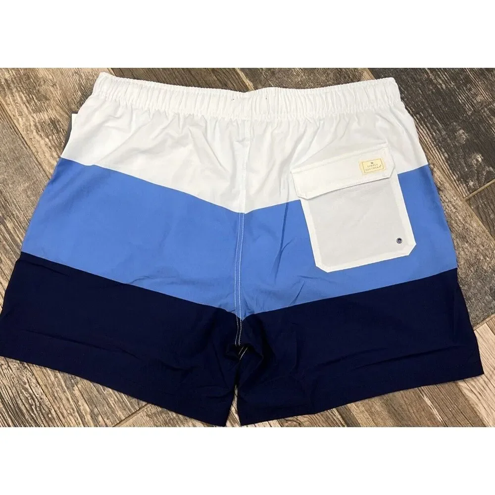 NWT‎ Simply Southern Men's Blue Tri-color Mesh Lined Swim Shorts XL